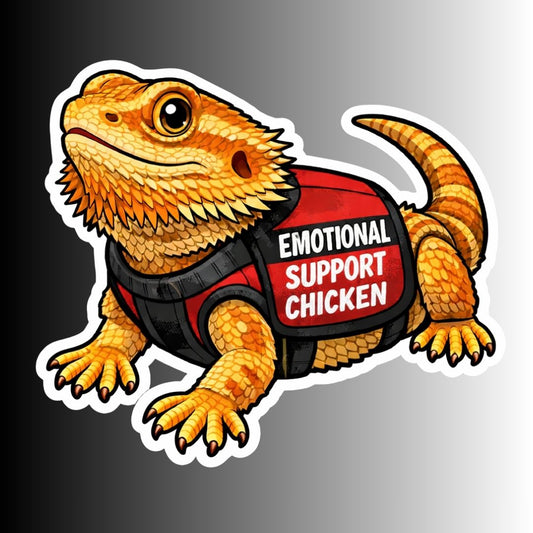 "EMOTIONAL SUPPORT CHICKEN" Bearded Dragon Lizard Sticker