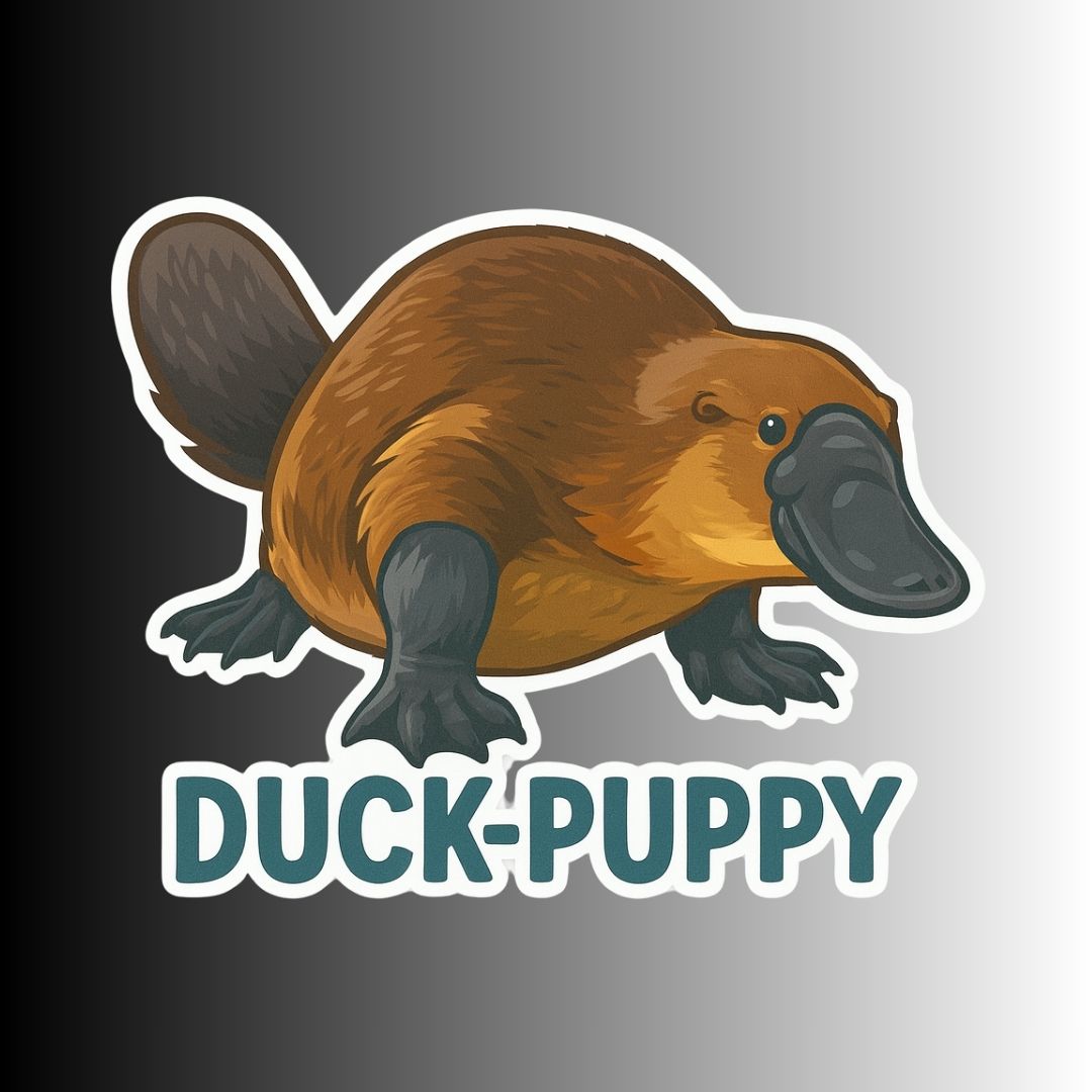 "DUCK-PUPPY" Cute Funny Duck-Billed Platypus Sticker