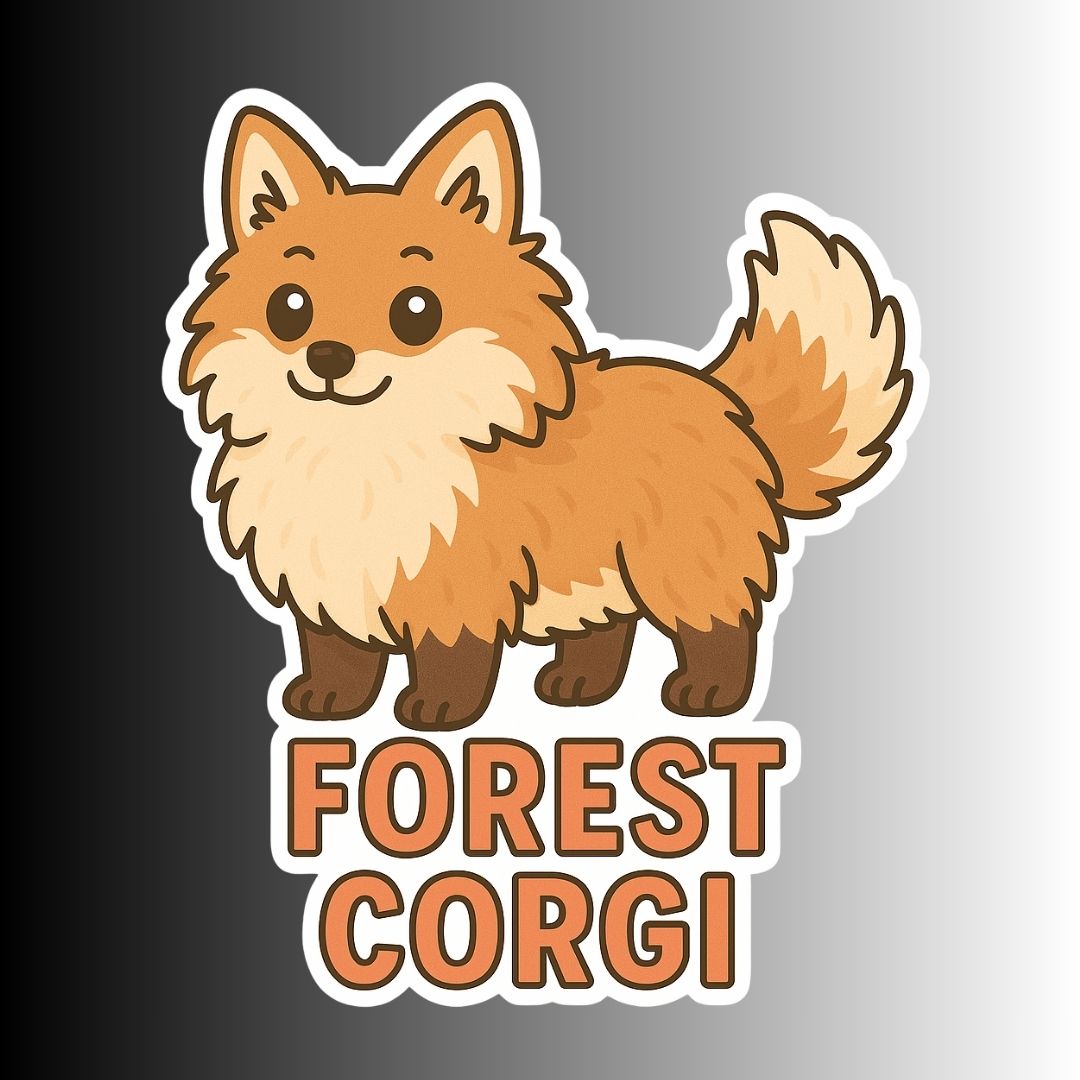 "FOREST CORGI" Cute Funny Red Fox Sticker