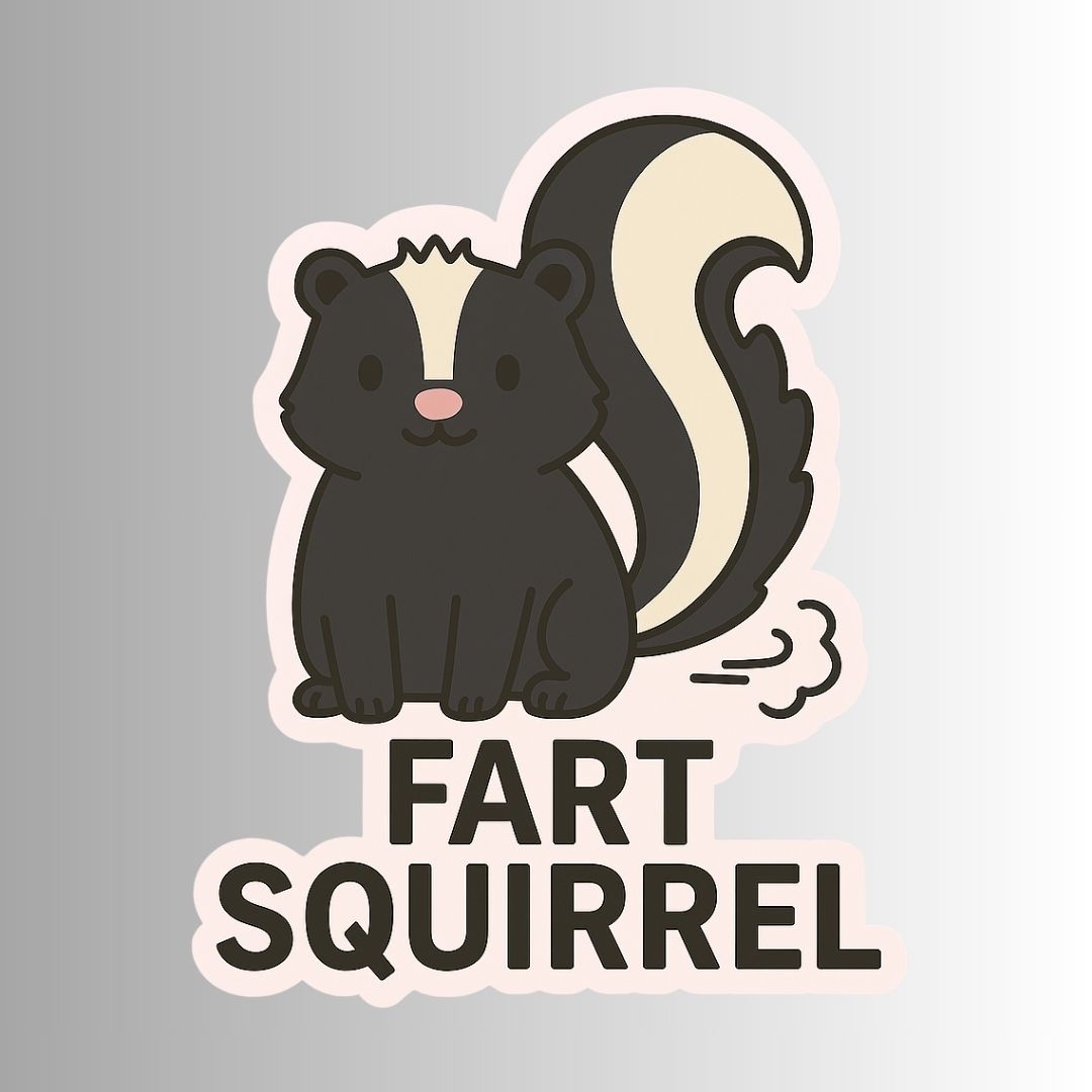 "FART SQUIRREL" Cute Funny Skunk Sticker