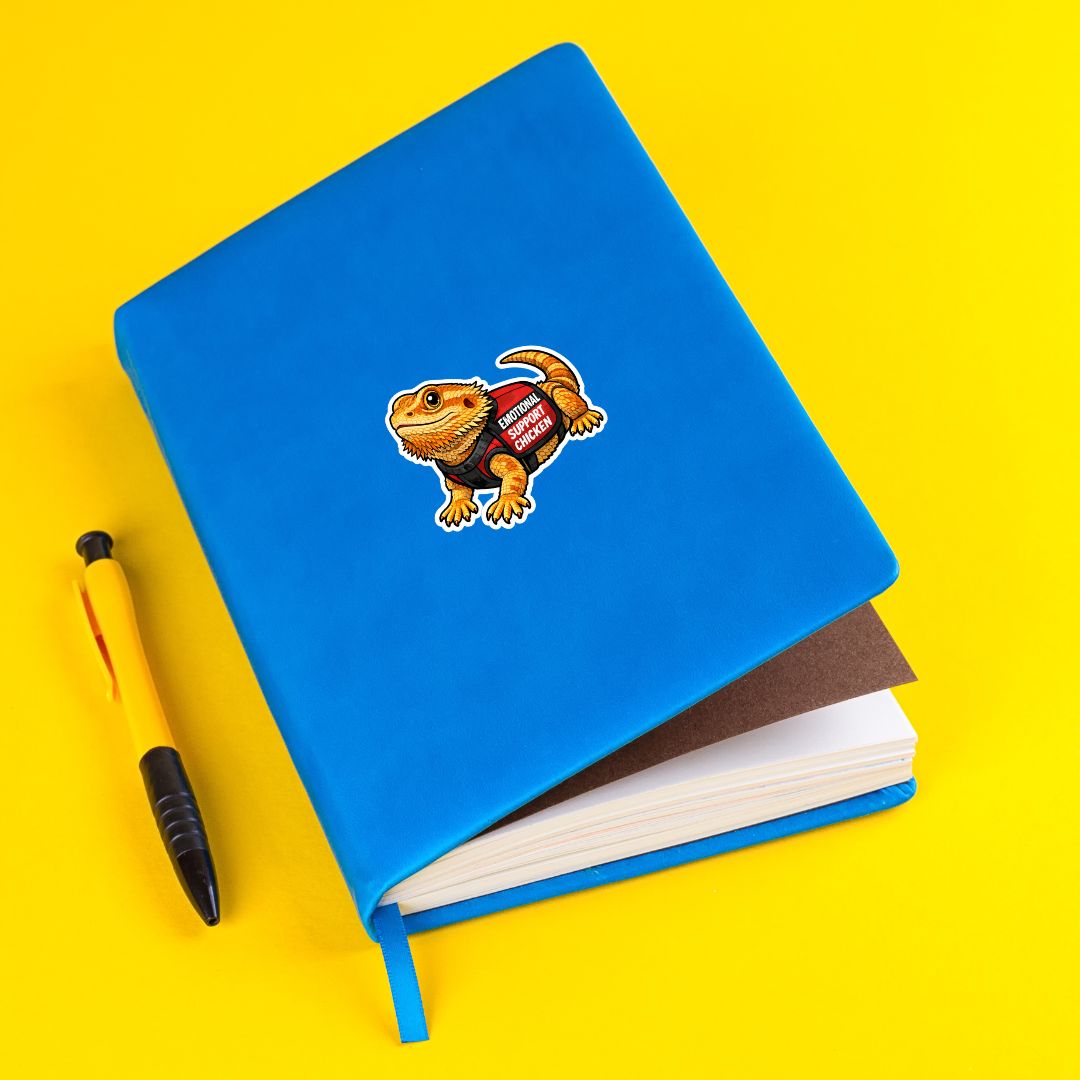"EMOTIONAL SUPPORT CHICKEN" Bearded Dragon Lizard Sticker