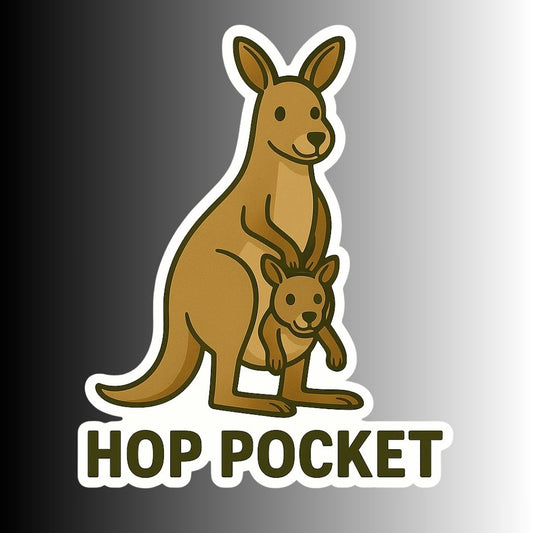 "HOP POCKET" Cute Funny Kangaroo with Joey Sticker