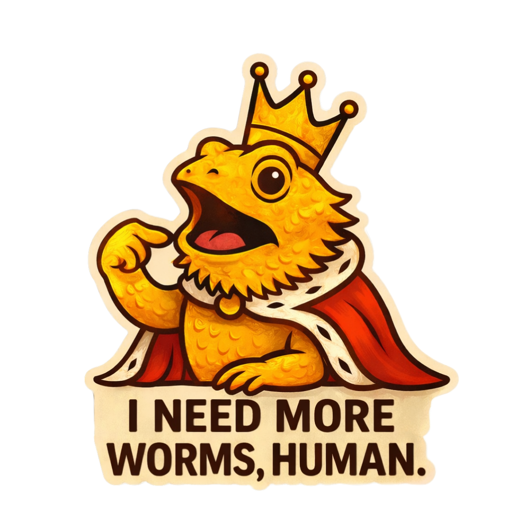 "I Demand More Worms, Human." Bearded Dragon Lizard Sticker