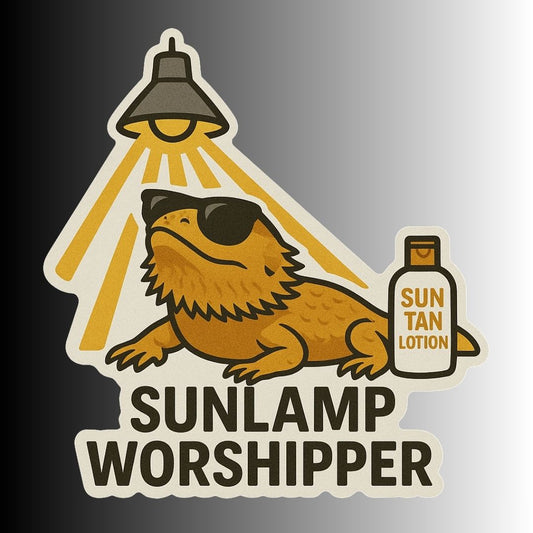 "Sunlamp Worshipper" Funny Bearded Dragon Lizard Sticker