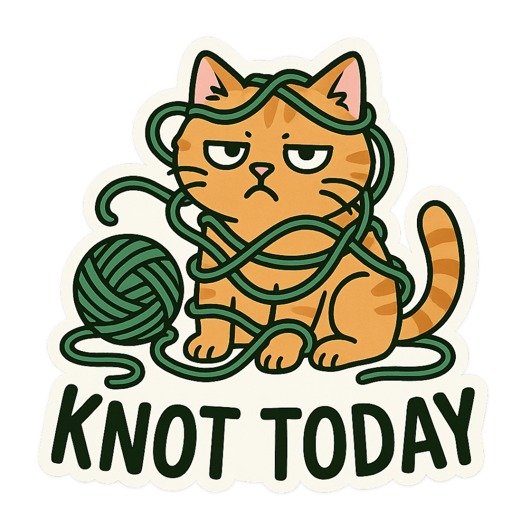 "Knot Today" Funny Sarcastic Cat Sticker