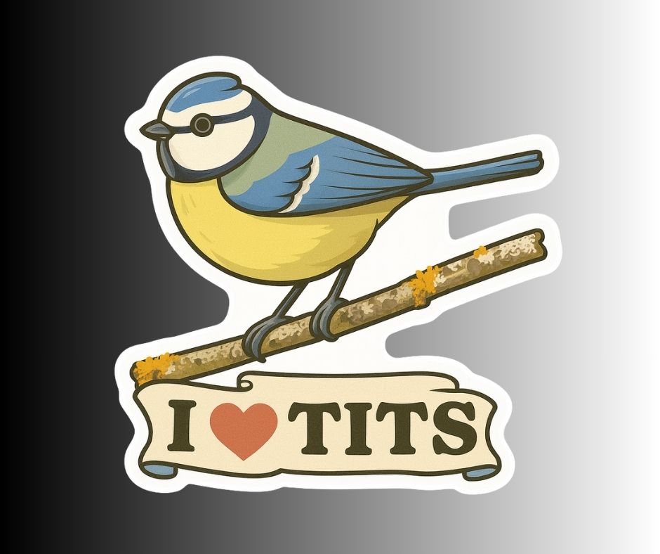 "I Love Tits" Funny Sarcastic Blue Tit Bird Sticker