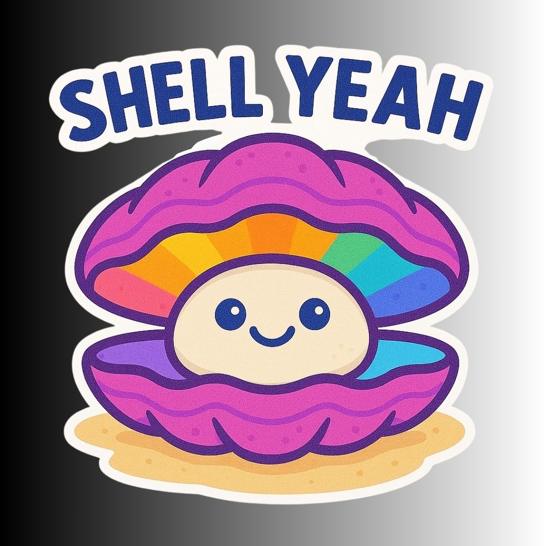 "Shell Yeah" Funny Sarcastic Clam Sticker