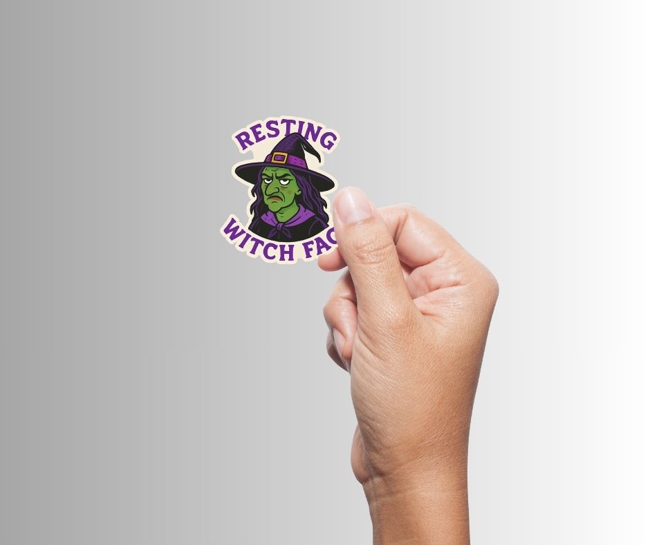 Funny Spooky Halloween Sticker "Resting Witch Face"