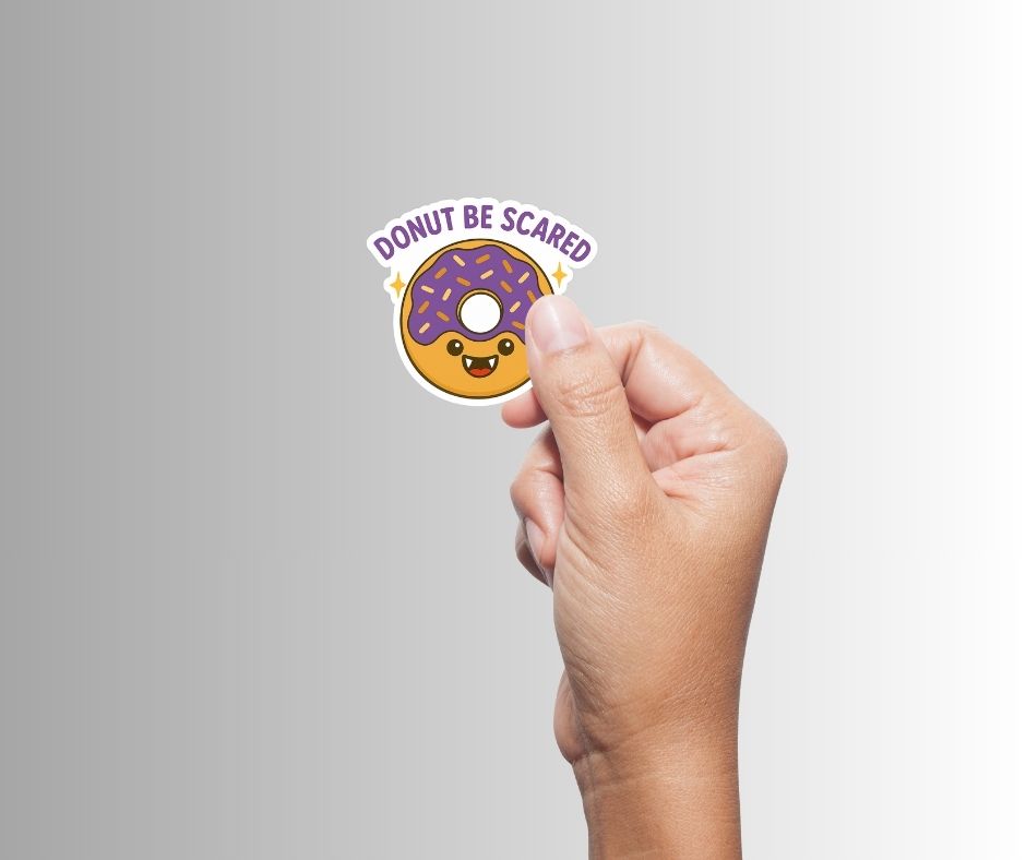 Funny Donut Vampire Halloween Sticker "Donut be Scared"