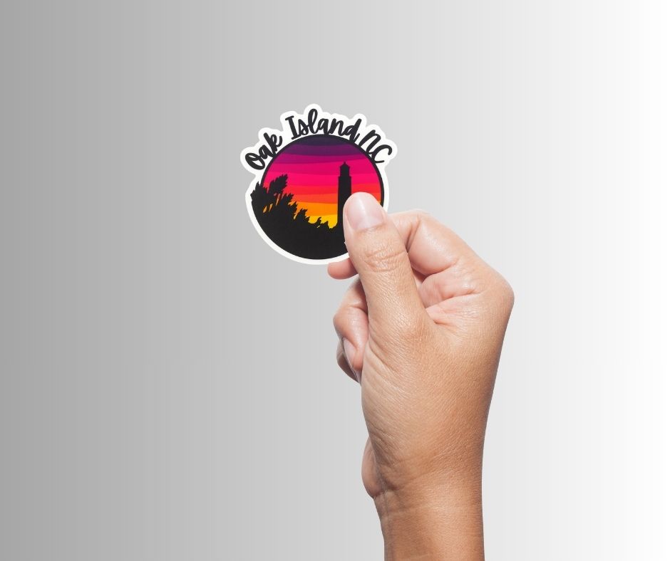 Oak Island, NC Lighthouse Sunset Sticker