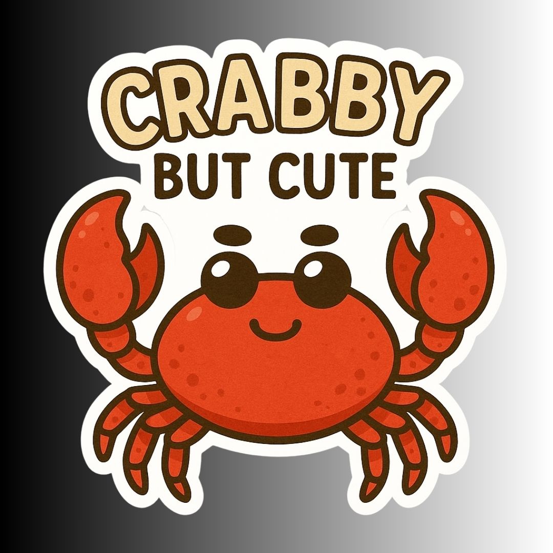"Crabby but Cute" Funny Sarcastic Crab Sticker