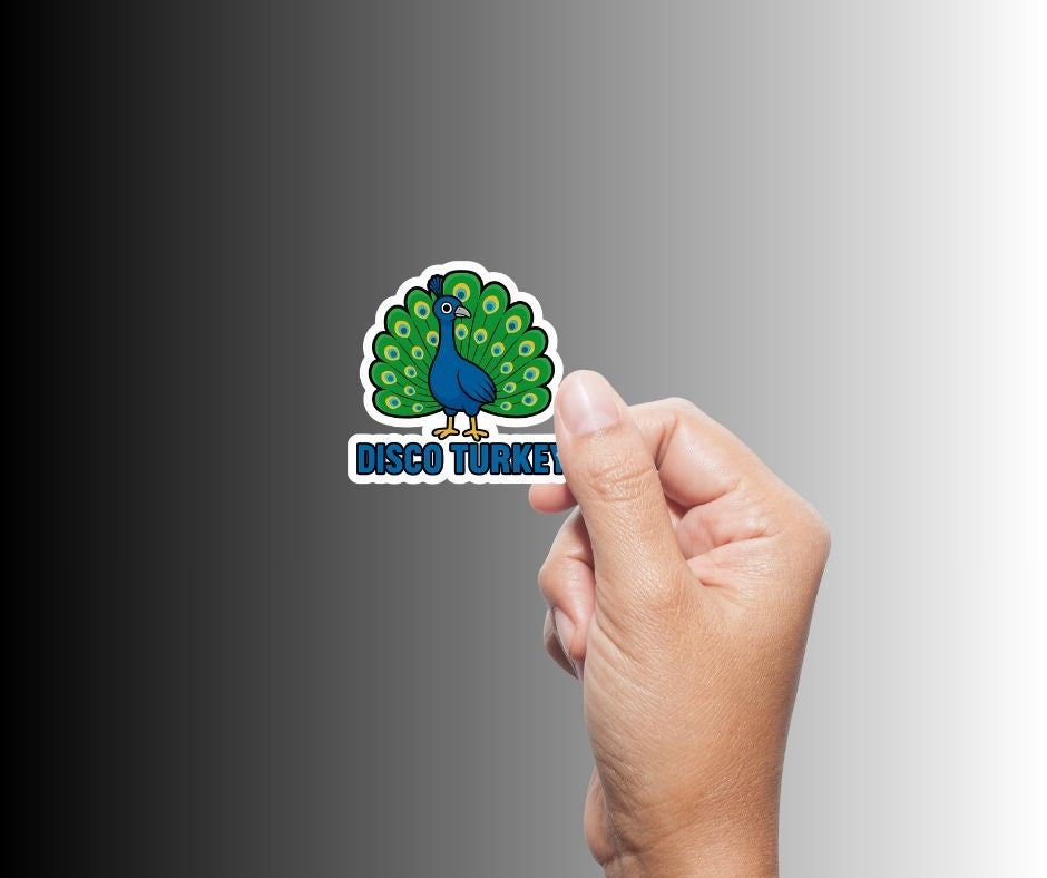 "DISCO TURKEY" Cute Funny Peacock Sticker