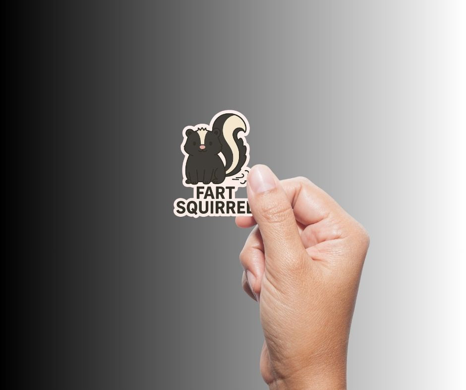 "FART SQUIRREL" Cute Funny Skunk Sticker