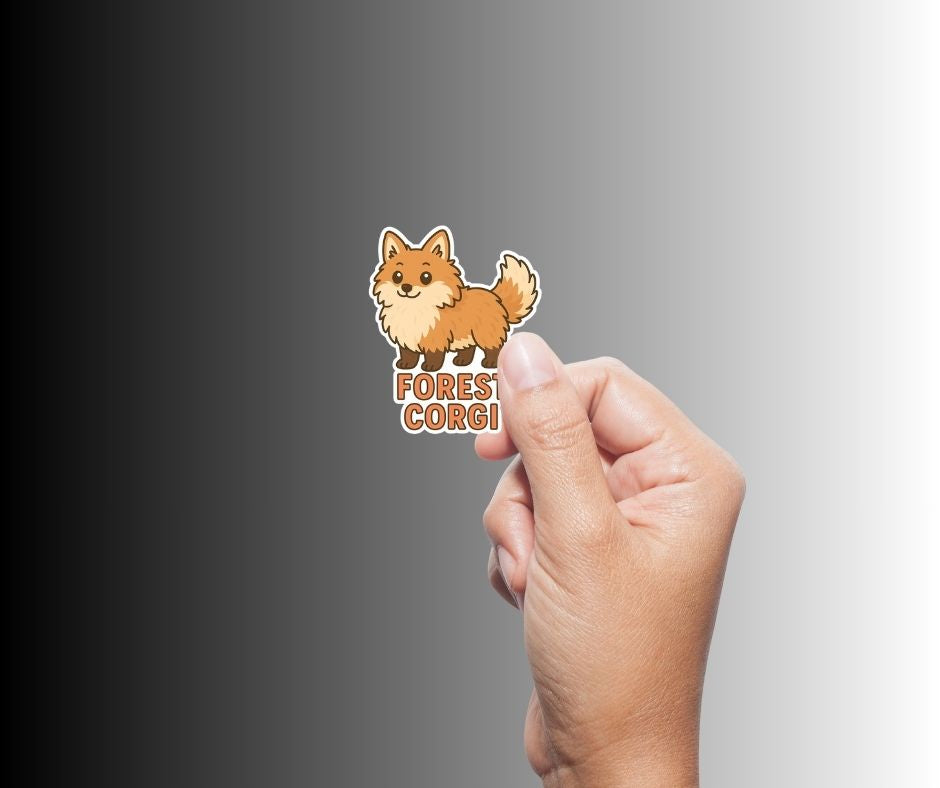 "FOREST CORGI" Cute Funny Red Fox Sticker