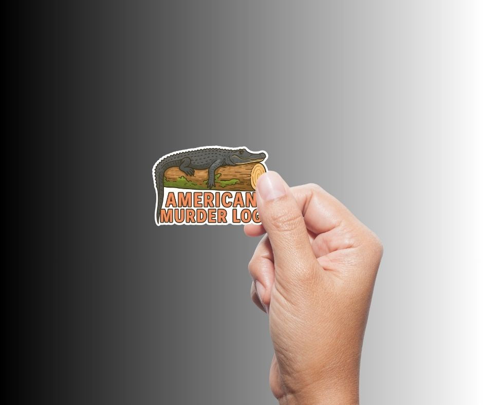 "AMERICAN MURDER LOG" Cute Funny Alligator Sticker