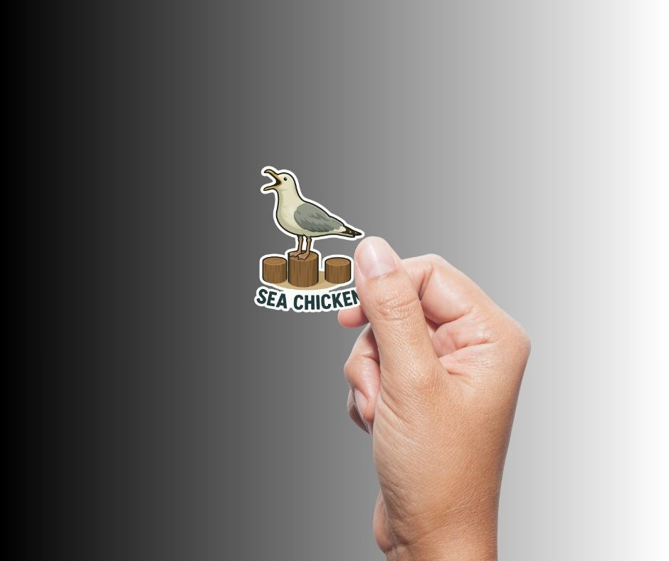 "SEA CHICKEN" Cute Funny Seagull Sticker