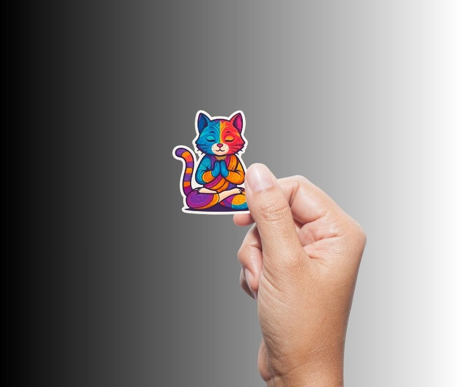 Colorful Buddha Cat Sticker