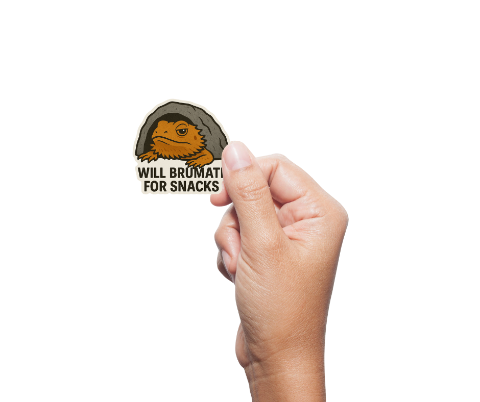 "Will Brumate For Snacks" Bearded Dragon Lizard Sticker