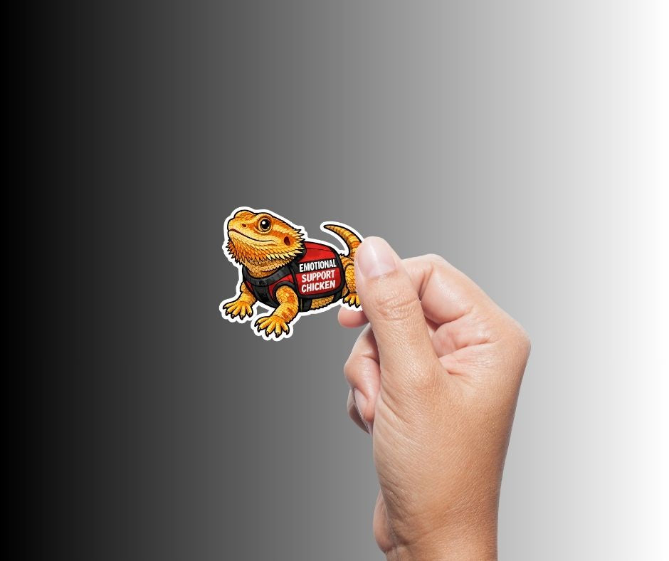 "EMOTIONAL SUPPORT CHICKEN" Bearded Dragon Lizard Sticker