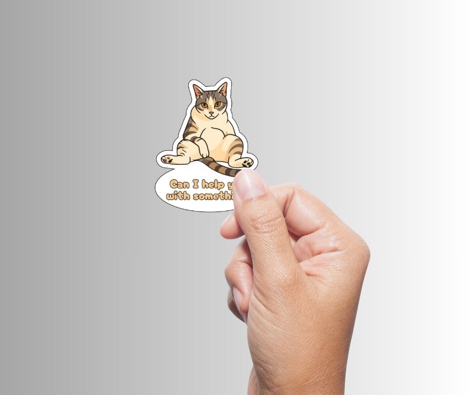 "Can I help you with something?" Sarcastic Cat Sticker