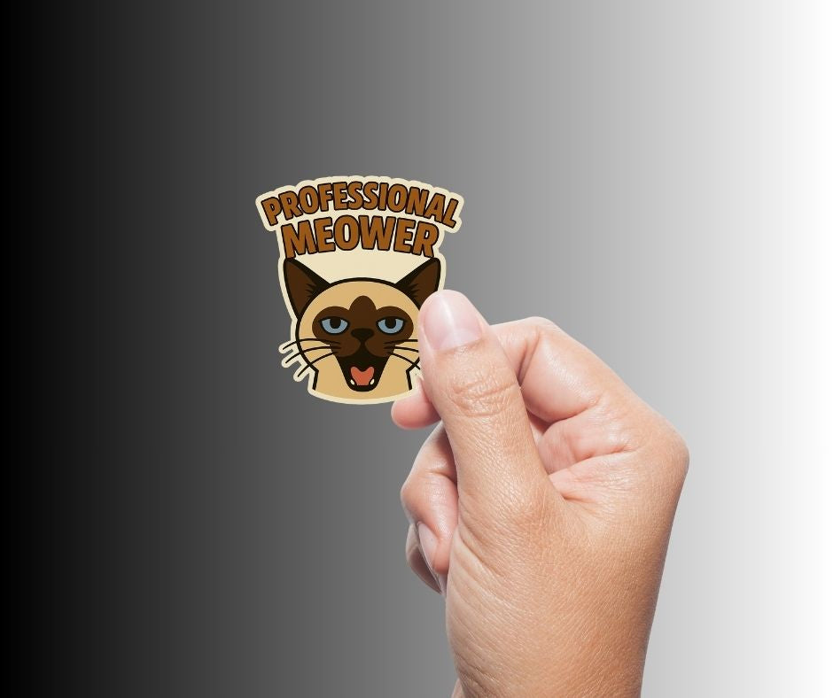 "Professional Meower" Funny Sarcastic Siamese Cat Sticker