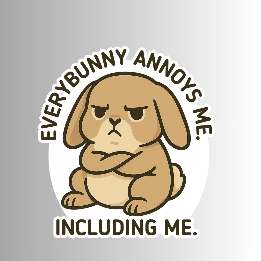 "Everybunny annoys me. Including me." Funny Sticker