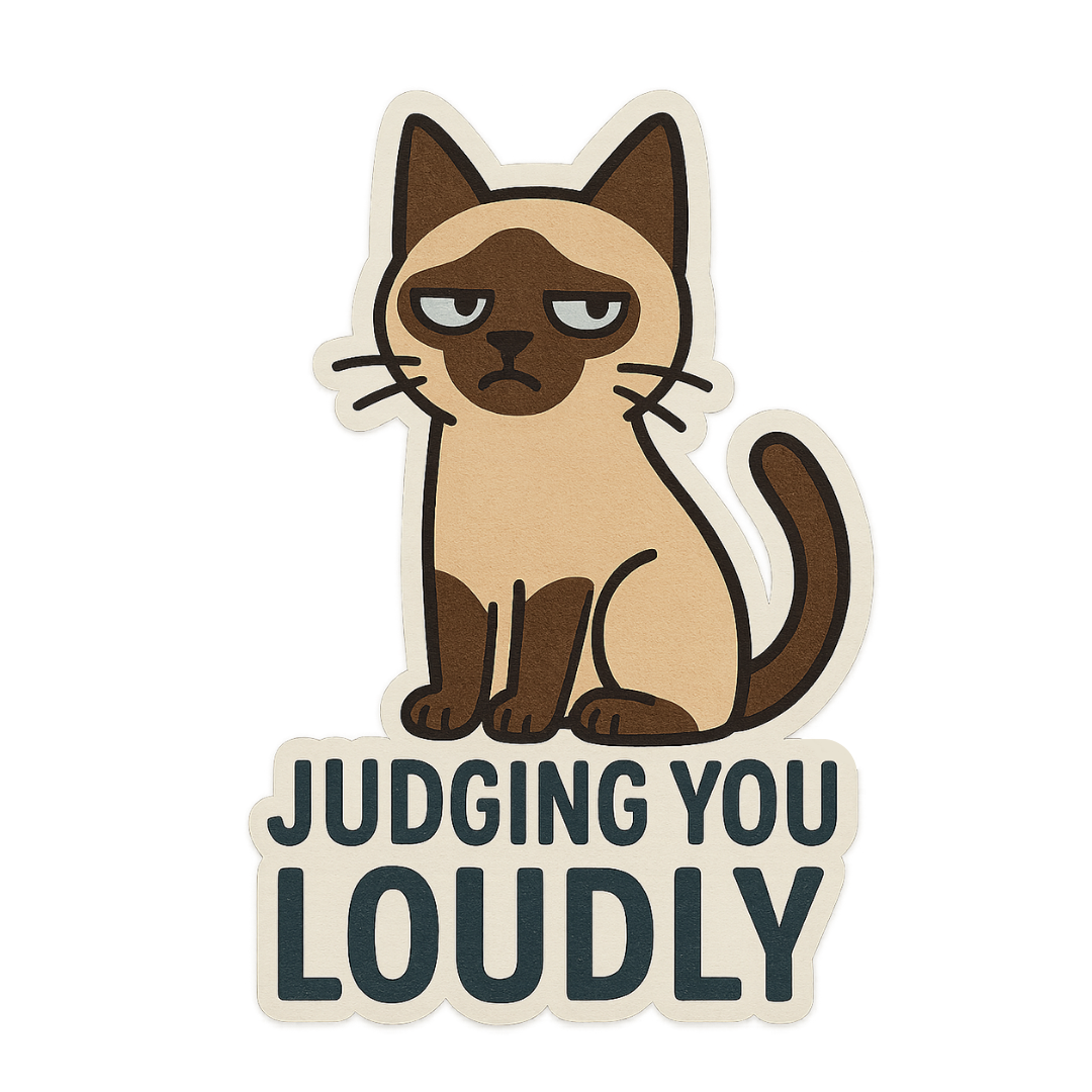 "I'm Judging You Loudly" Funny Sarcastic Siamese Cat Sticker