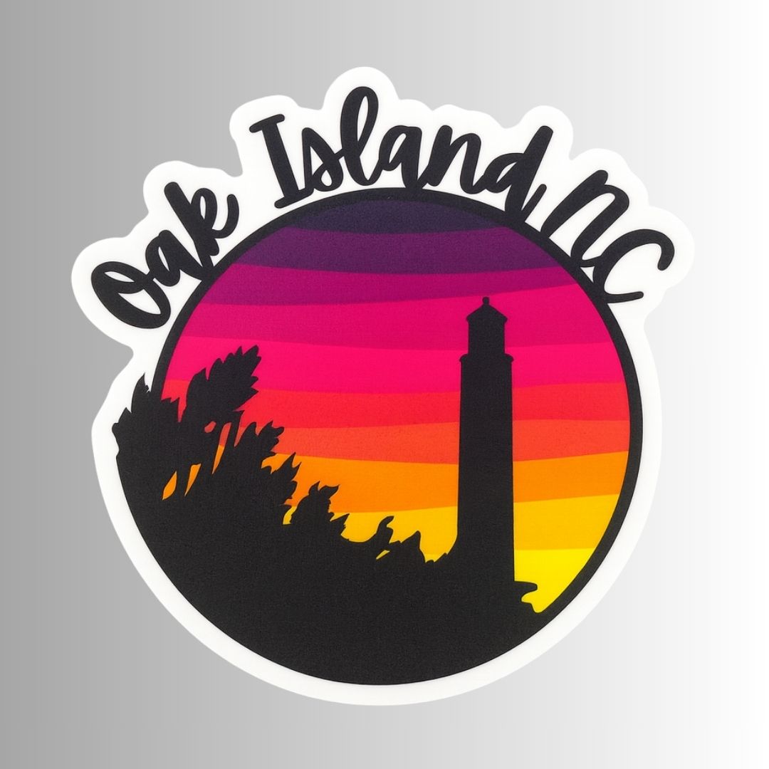 Oak Island, NC Lighthouse Sunset Sticker