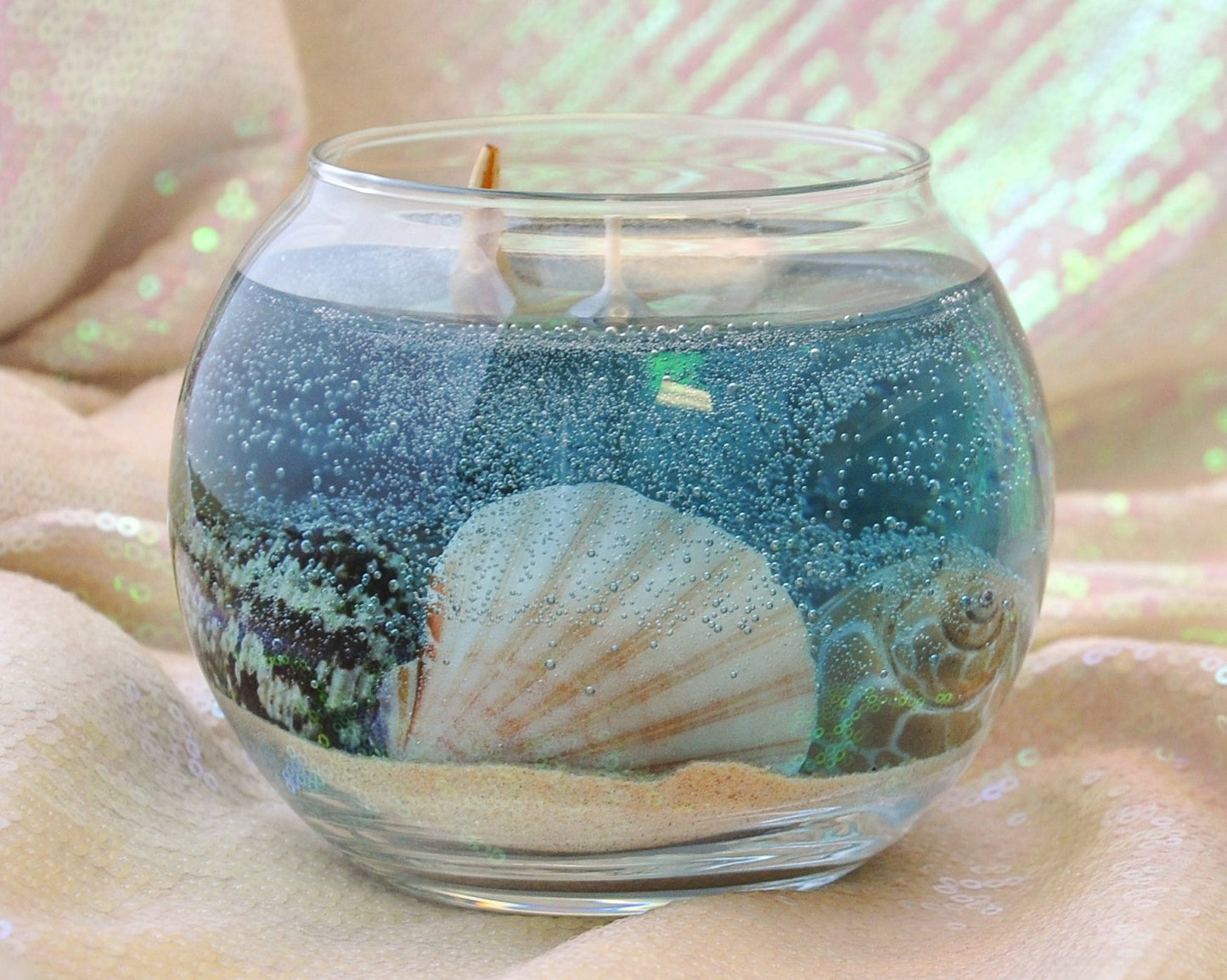 Seascape Gel Candle - Scented - Real Sand & Shells - 14 oz Round