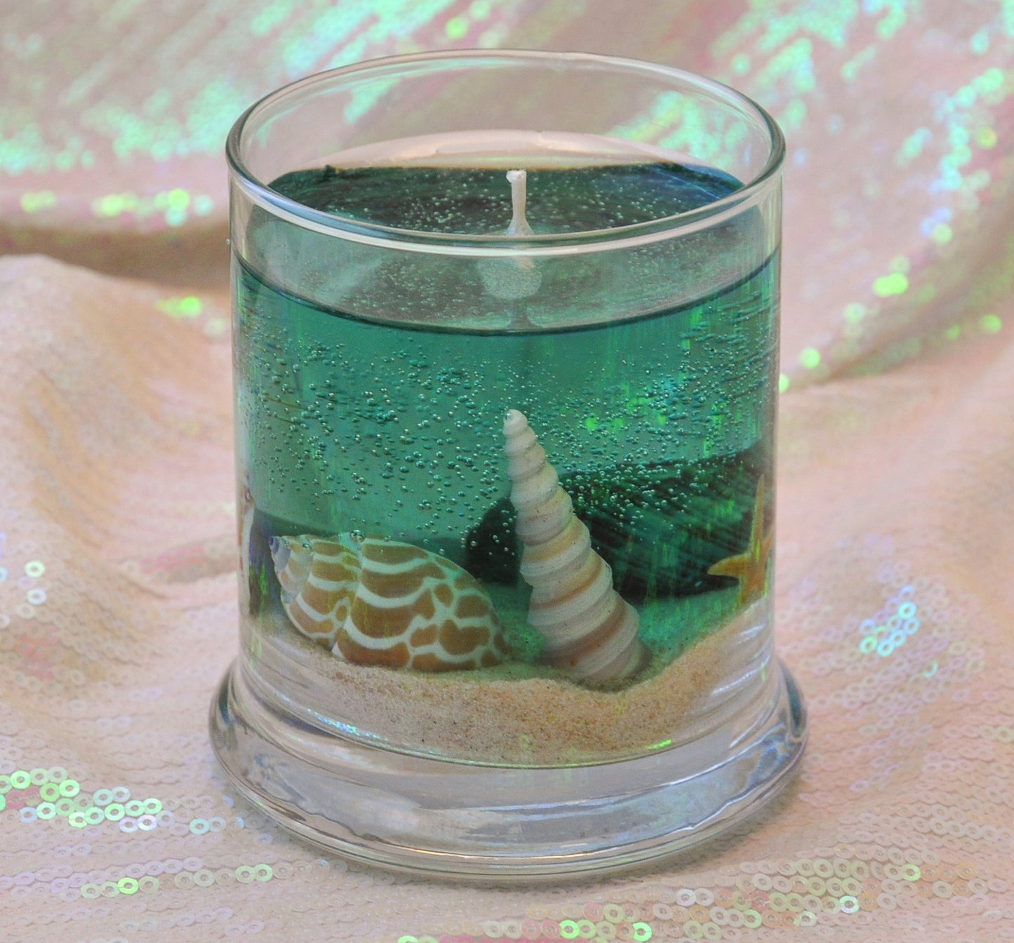 Seascape Gel Candle - Scented - Real Sand & Shells - 10 oz Status Jar