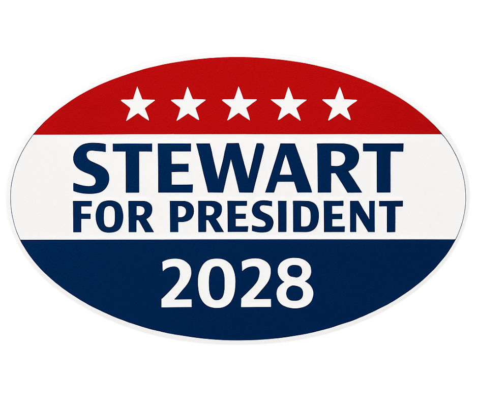 "Stewart 2028" Political Campaign Sticker - Jon Stewart