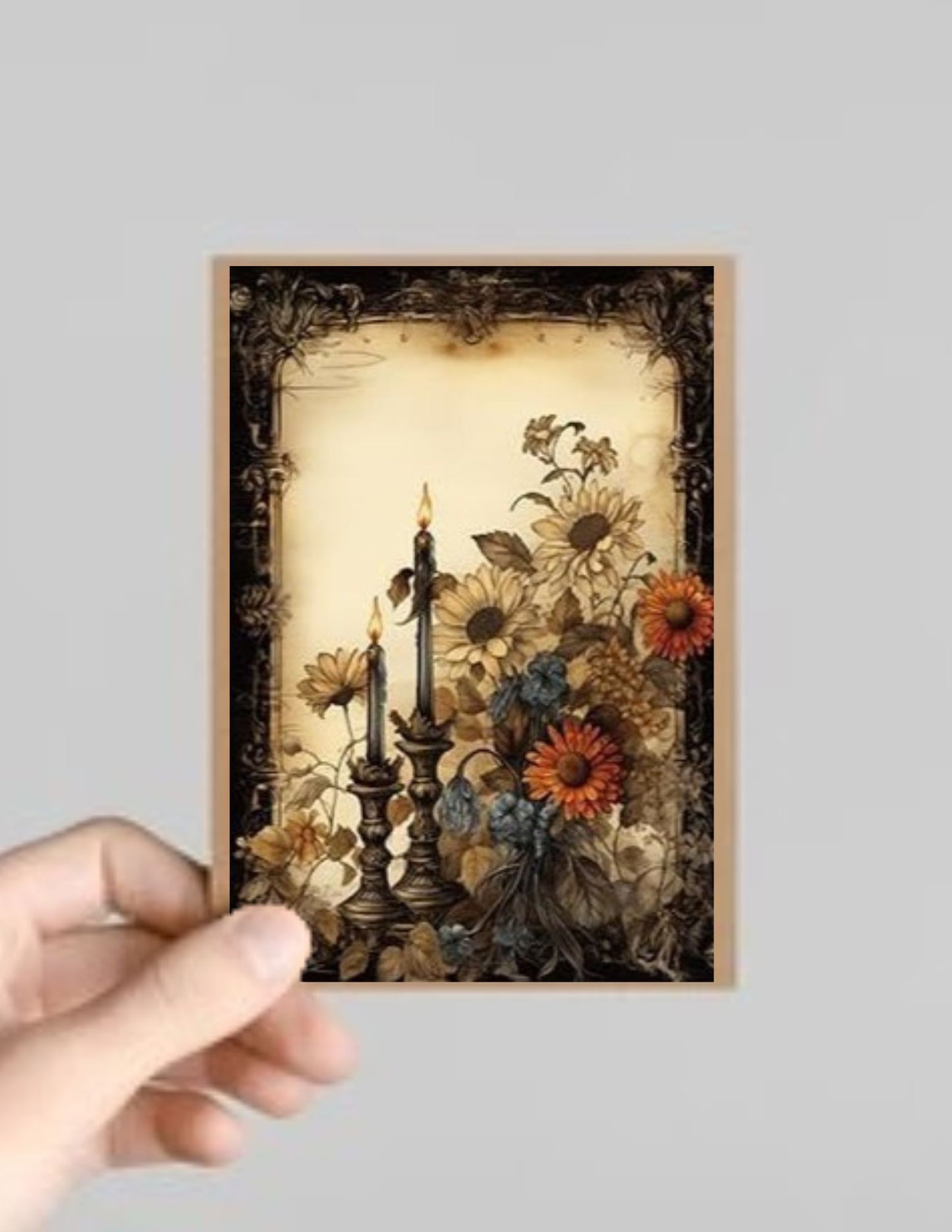 Set of 8 Spooky Gothic Candle Halloween Greeting Cards with Envelopes