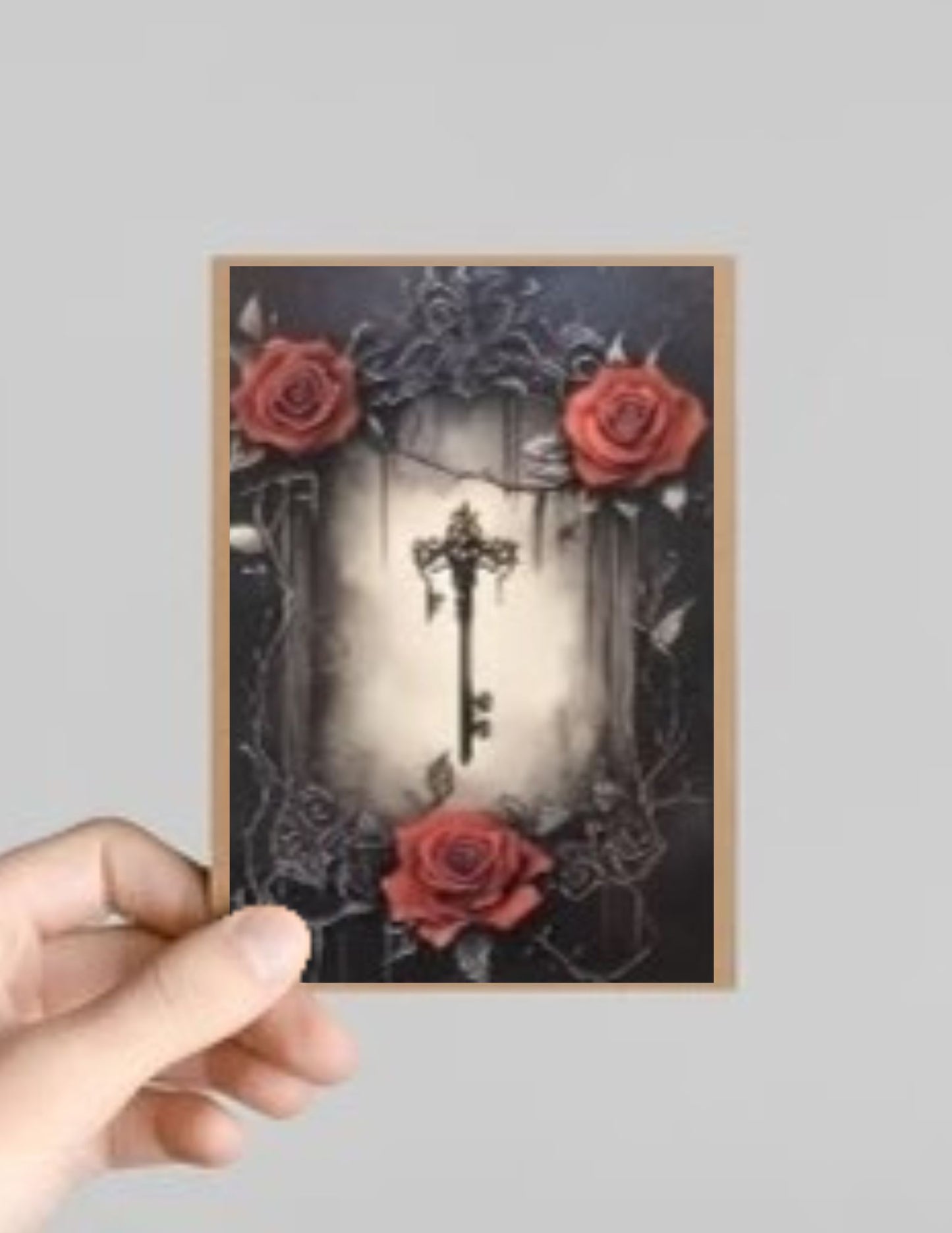 Spooky Gothic Roses Halloween Greeting Card with Envelope
