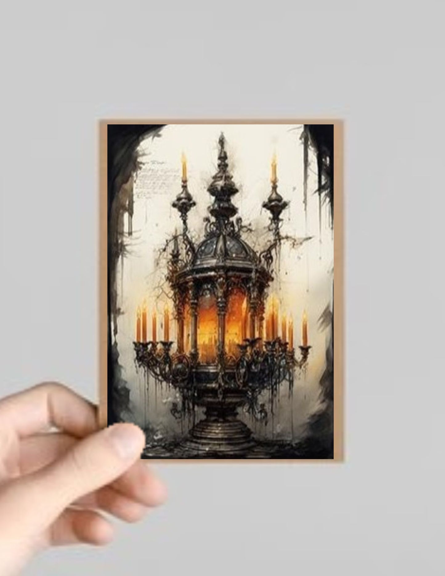 Set of 8 Spooky Gothic Candle Halloween Greeting Cards with Envelopes