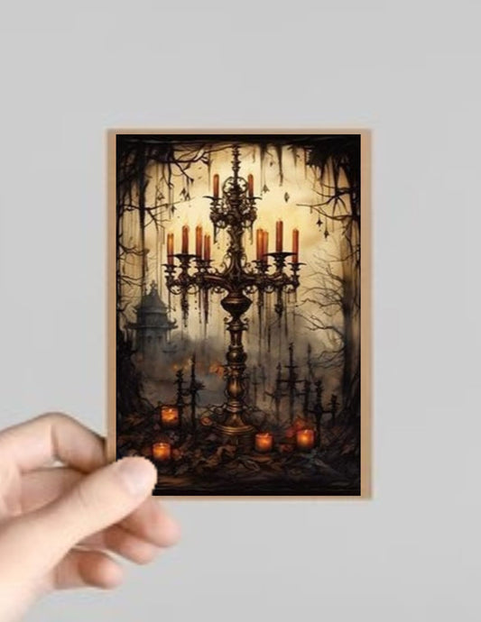 Spooky Gothic Candle Halloween Greeting Card with Envelope