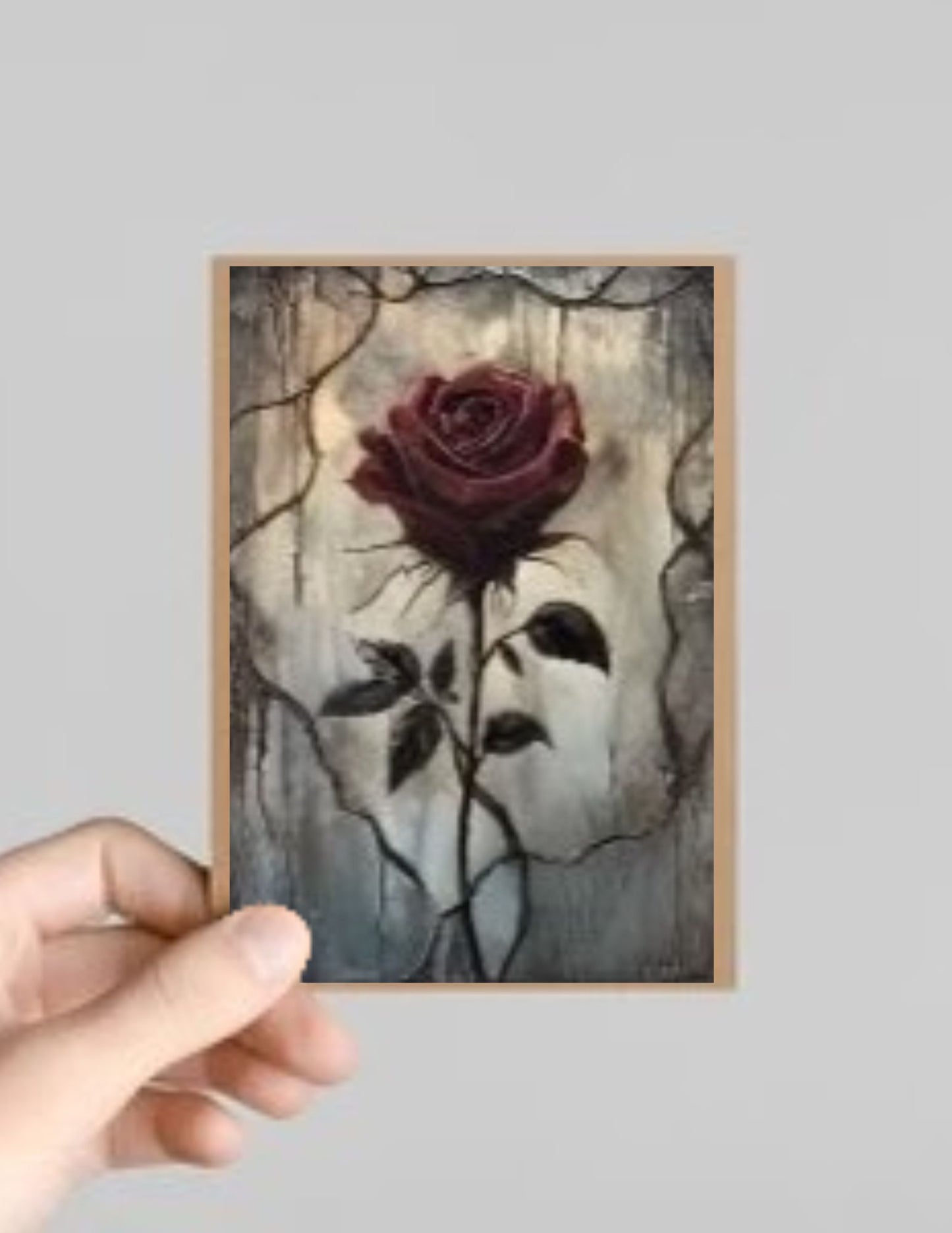 Spooky Gothic Roses Halloween Greeting Card with Envelope