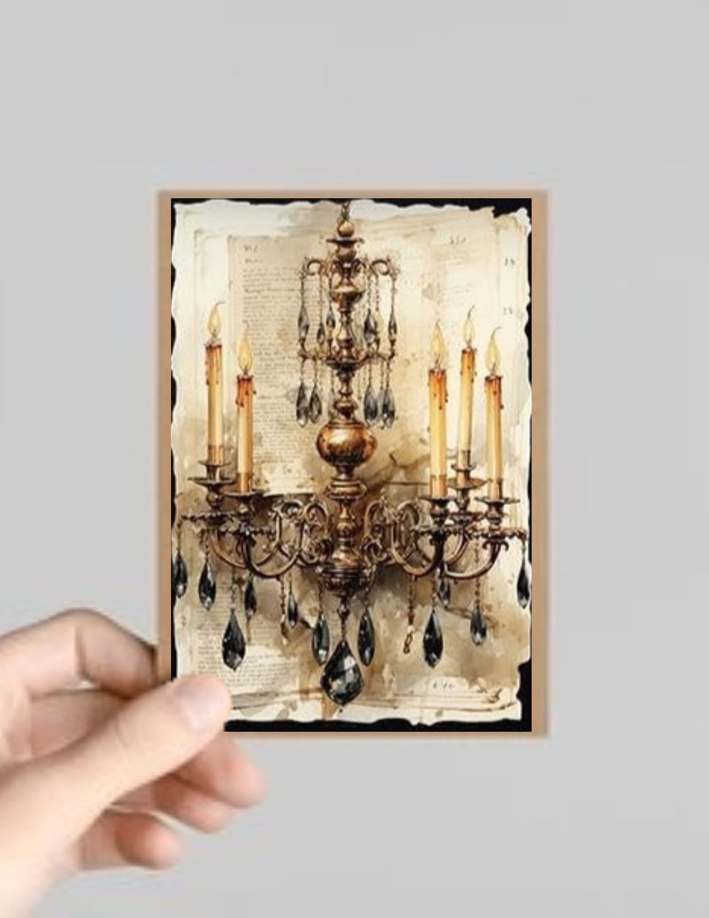 Set of 8 Spooky Gothic Candle Halloween Greeting Cards with Envelopes