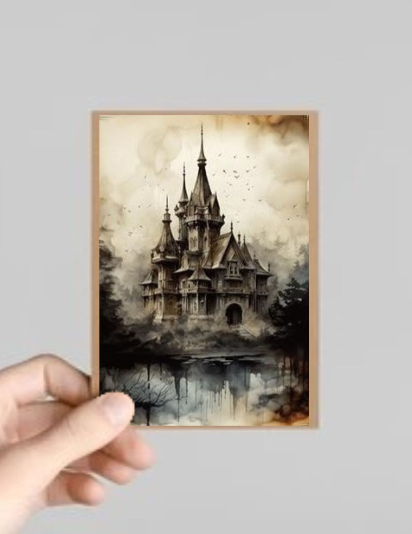 Set of 10 Spooky Gothic Castles/Buildings Halloween Greeting Cards with Envelopes