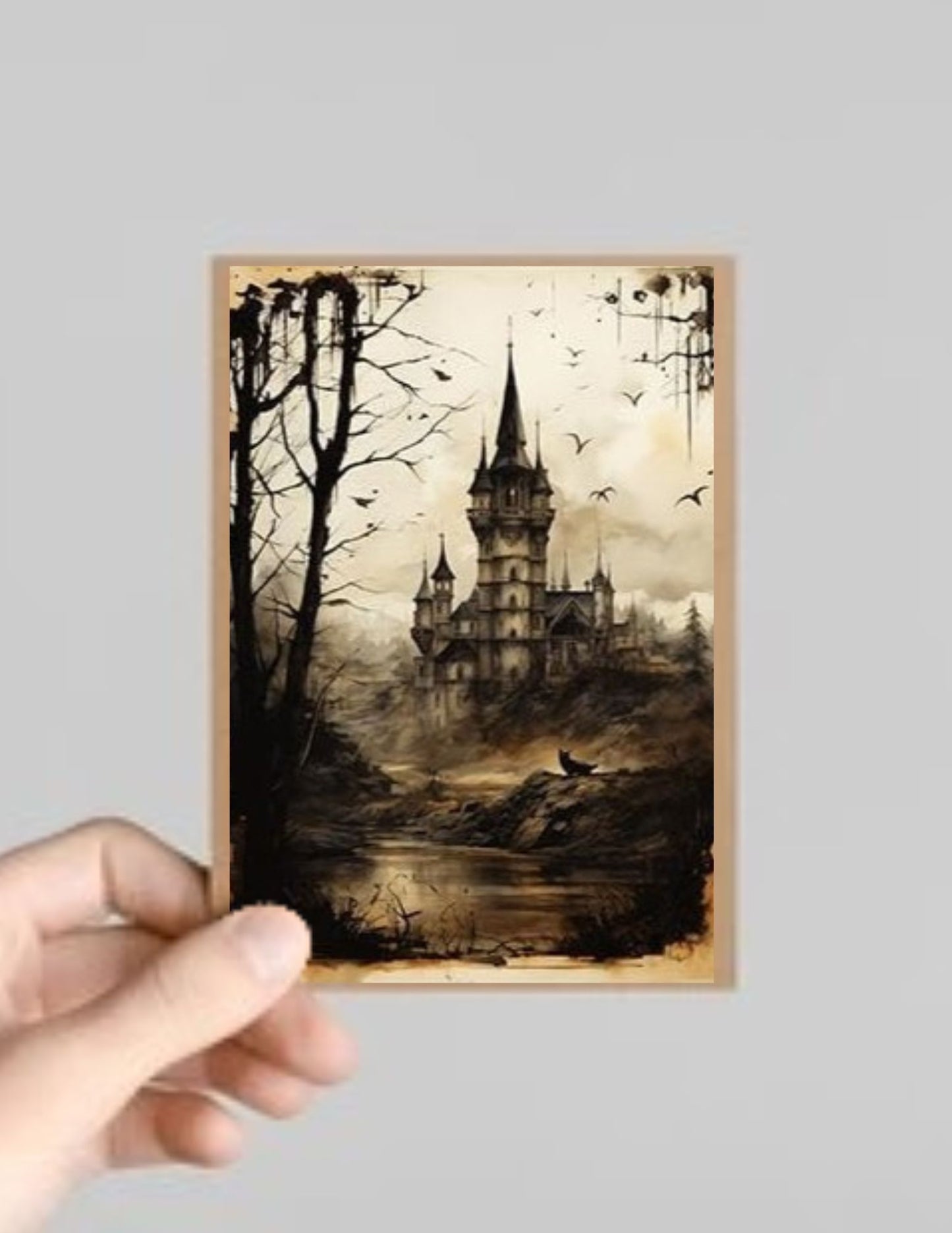 Set of 10 Spooky Gothic Castles/Buildings Halloween Greeting Cards with Envelopes