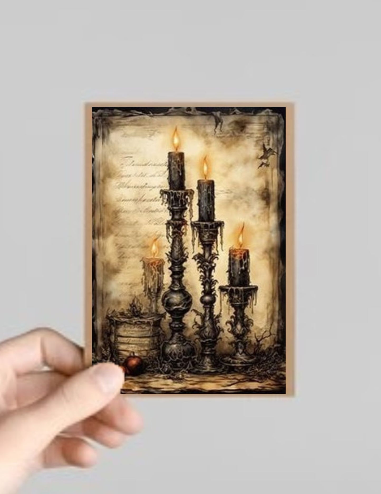 Set of 8 Spooky Gothic Candle Halloween Greeting Cards with Envelopes