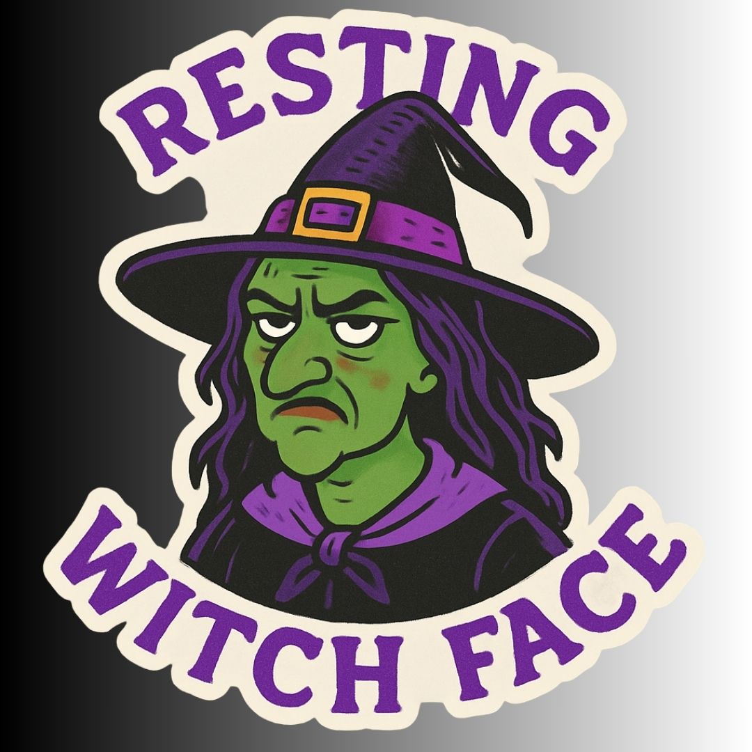 Funny Spooky Halloween Sticker "Resting Witch Face"