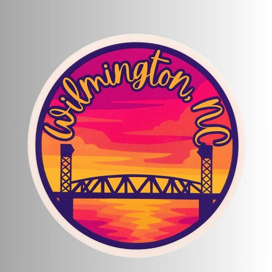 Wilmington, NC Cape Fear Memorial Bridge Sunset Sticker
