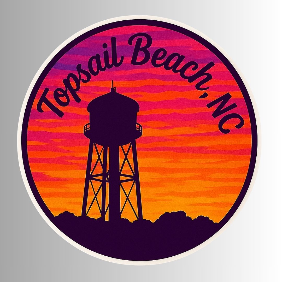 Topsail Beach, NC Water Tower Sunset Sticker