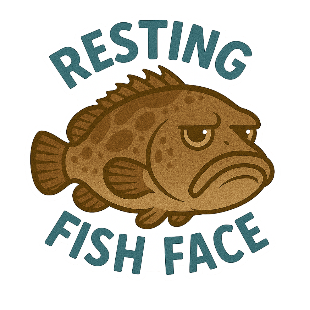 "Resting Fish Face" Funny Sarcastic Grouper Fish Sticker