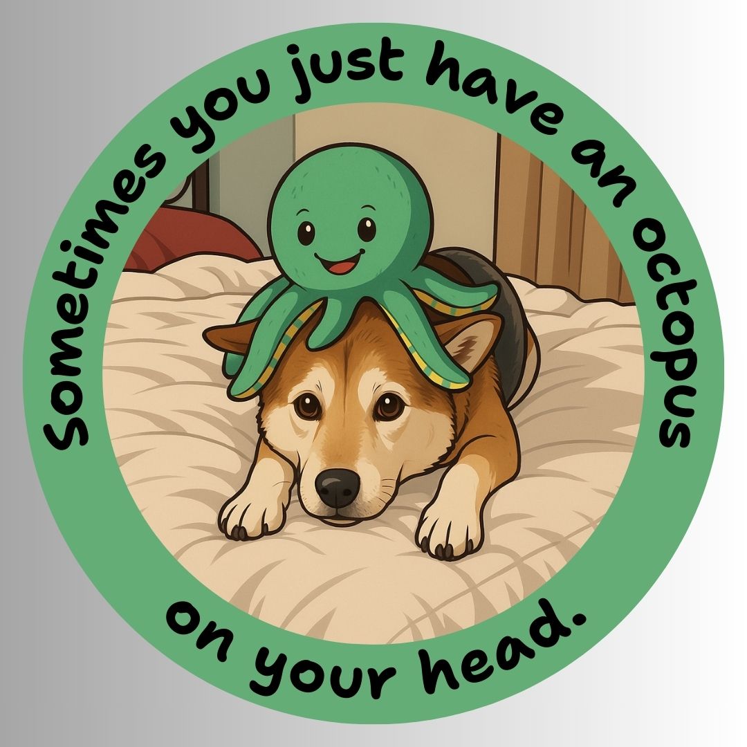 "Sometimes you just have an octopus on your head" Funny Dog Sticker