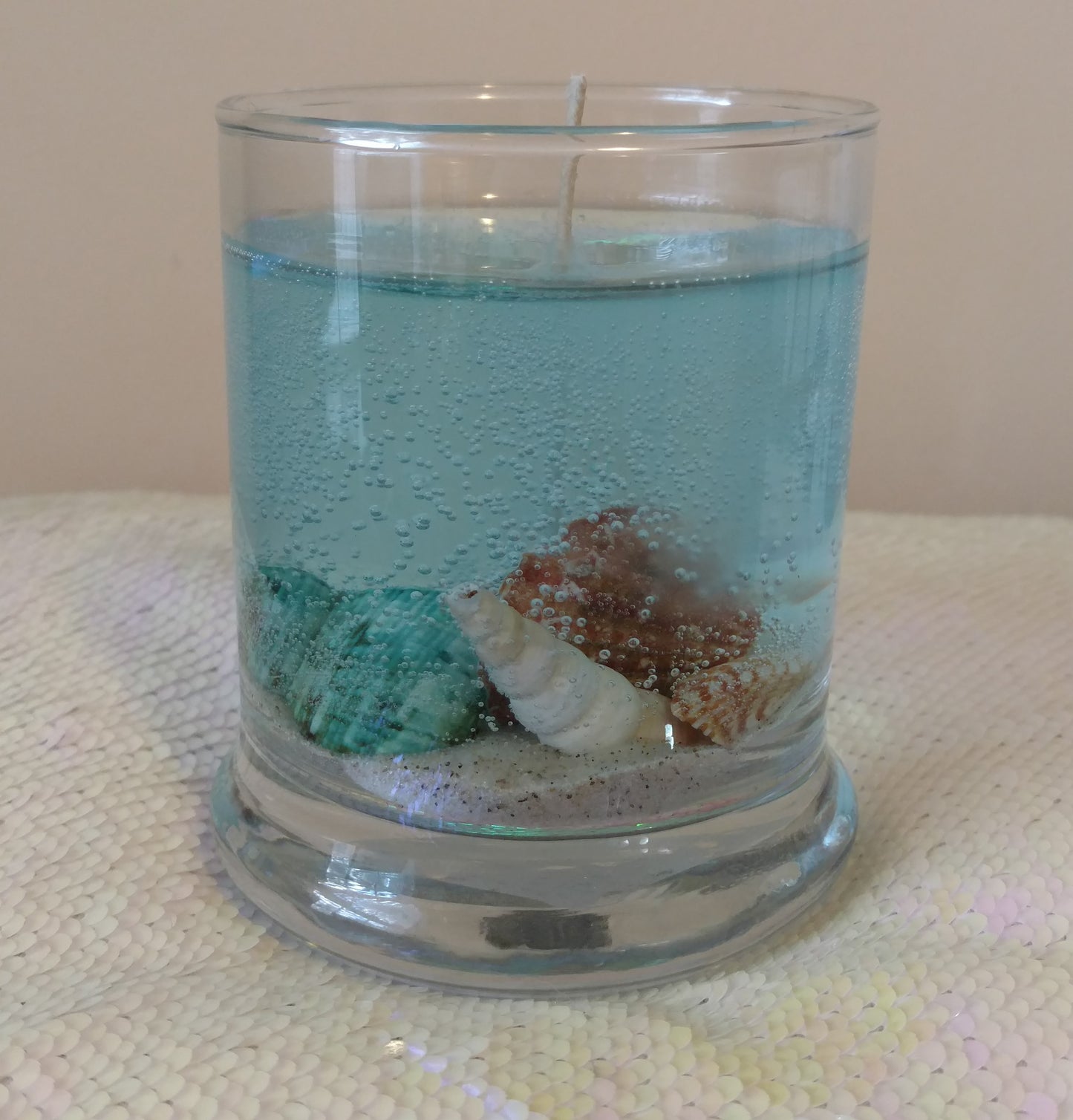 Seascape Gel Candle - Scented - Real Sand & Shells - 10 oz Status Jar